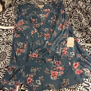 Slate blue floral shirt